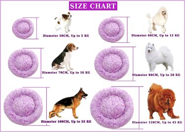 Кругле ліжко для собак Comlax Mittler, 60 см, лілове. Зручне, м'яке, знімний чохол. Антистрес, штучне хутро.