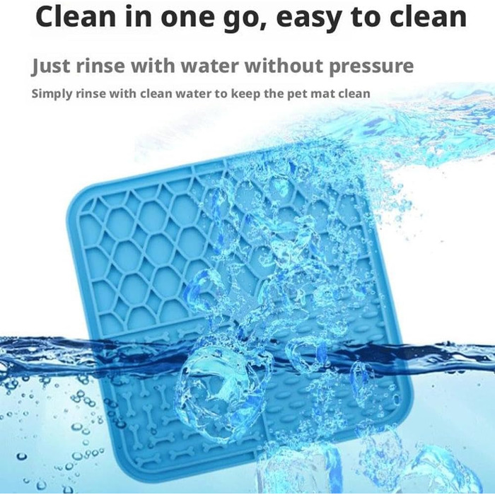 Килимок для собак та котів з присосками, повільний годівник для собак, лижучий килимок, зменшення тривоги, арахісове масло (блакитний, 15*15 см)