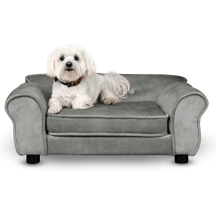 Диван для домашніх тварин MG Design сірого кольору – міцний дерев'яний каркас, м'яке оздоблення, легкий у догляді – диван для собак та котів, готовий до використання.