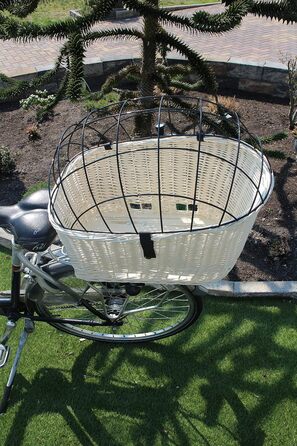 Корзина для велосипеда Marcus Hundefahrradkorb XXL для собак та котів, з плетіння лози та металевою сіткою, з подушкою