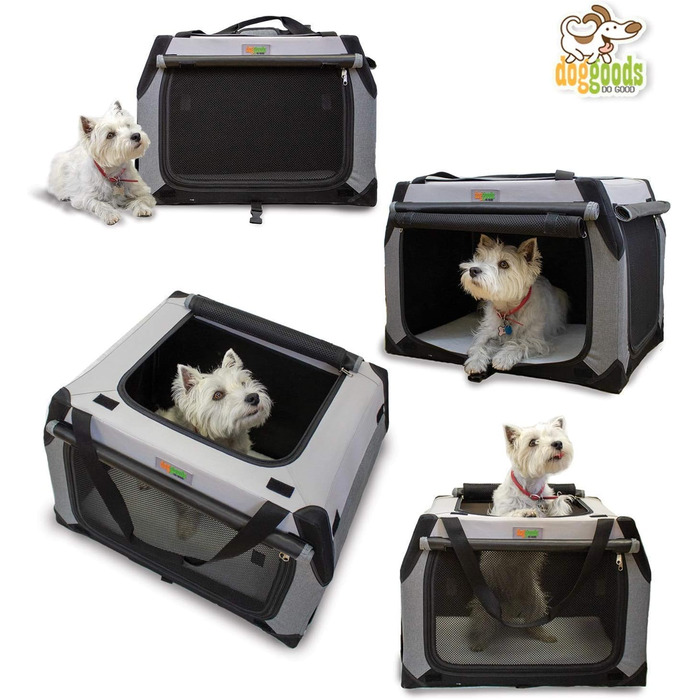 Складна клітка для собак DogGoods чорно-сіра