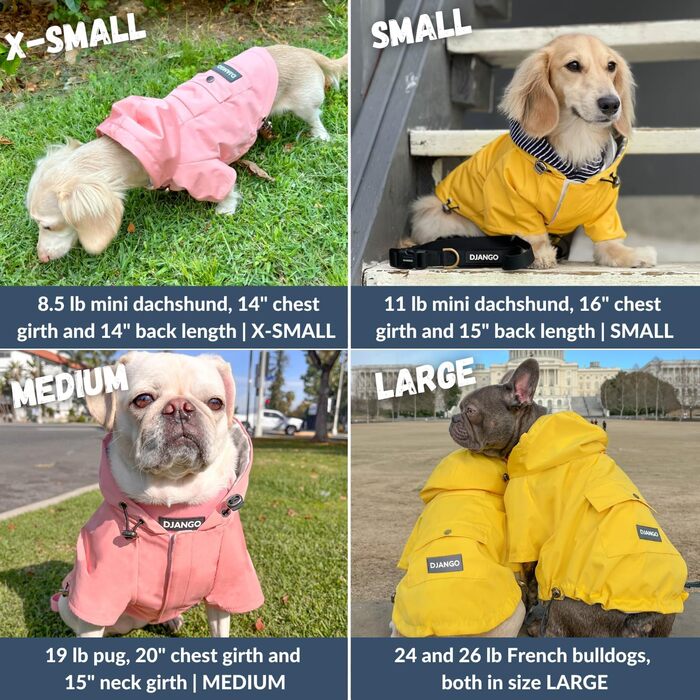 Водонепроникний собачий дощовик DJANGO Highland з капюшоном, оливковий, розмір M, для малих та середніх собак, з отвором для шлейки, зручний підклад, кишеня на спині