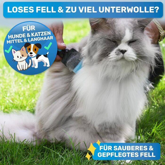 BluePet ZupfZeug Pro професійна щітка для довгошерстих собак і котів, синя, подвійна, для видалення підшерстя, ковтунів і вузлів