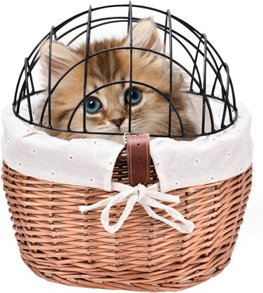 Плетенний кошик для тварин на велосипед | з металевим каркасом | для собак та котів | 30x25x30 см
