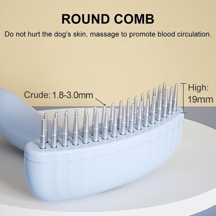 Щітка для собак, гребінець для догляду за шерстю, дворядний інструмент для видалення ковтунів та спутаного волосся з антиковзною ручкою, білий колір