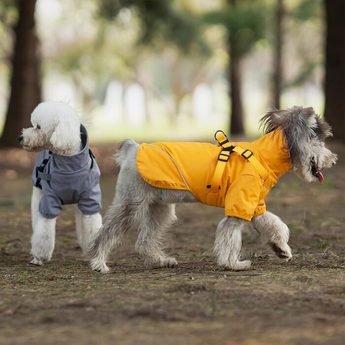 Водонепроникний дощовик для собак з блискавкою, світловідбиваюча куртка для цуценят, дощовик з отвором для шлейки, жовтий, розмір M