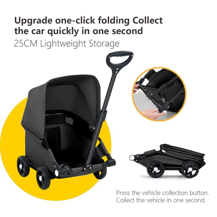 Візок для собак Loyimioo Mini - чорний, складний, з UV-захистом та поворотним ручками, для маленьких та середніх собак