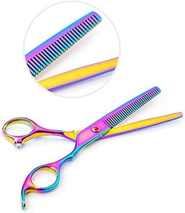 Професійні ножиці для собак 7 дюймів, набір 4 шт. (прямі, вигнуті, розріджувачі), чорний