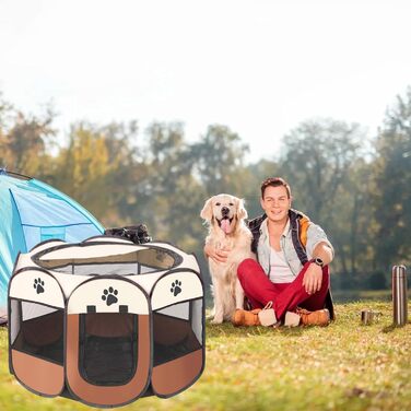 Портативний вольєр для цуценят та дрібних тварин 74x43 см (колір кавовий)