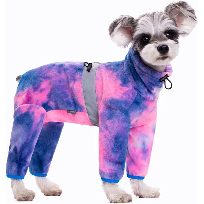 Піжама для собак з полярного флісу, тепла куртка та светр для маленьких та середніх собак, зимовий одяг для чотирилапих (X-Small, Батик-фіолетовий)