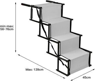 Рампа для собак у машину, складана, регульована висота, до 75 кг (чорний/світло-сірий)