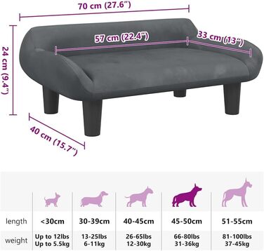 Крісло-ліжко для собак, м'яке лежання, диванчик для маленьких собак та котів, лежанка для домашніх тварин, оксамит (темно-сірий)