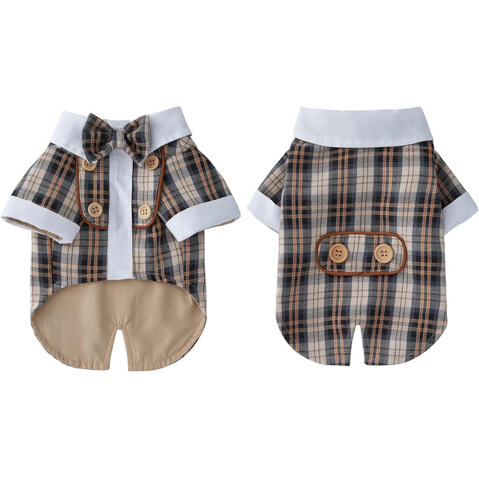 Елегантний костюм для собак: смокінг для маленьких та середніх собак, коричневий, з краваткою, для вечірок, свят, днів народжень, розмір L (довжина спини 34 см)