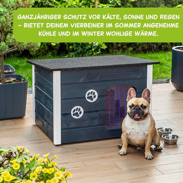 Будка для собак середніх порід Outentin - тепла, зимостійка, сірого кольору, 76x60x60 см