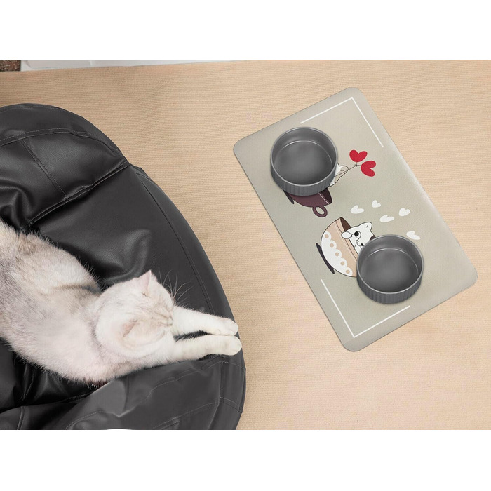 Захисна гумова підкладка Emmevi для миски собаки/кота, 38x60 см, неслизька, брудовідштовхуюча