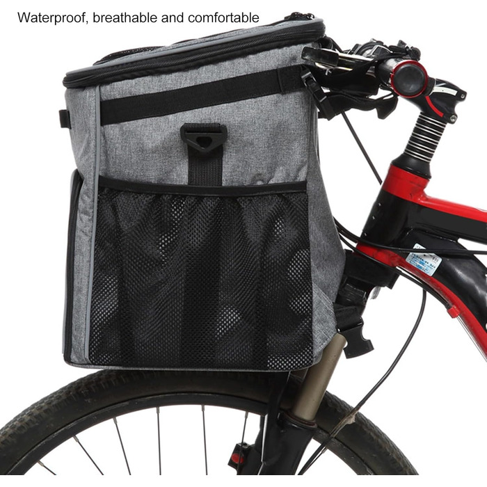 Корзина для собак на велосипед, рюкзак для домашніх тварин та автокрісло для цуценят. Підходить для піших прогулянок, велопоїздок, кемпінгу. М'яка, розширювана, складана, для ролерів, електровелосипедів, велотримачів. Також підходить для котів. Колір: сір