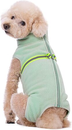 Теплий пуловер для собак, флісова жилетка зі світловідбиваючими елементами, одяг для цуценят, зимова куртка, теплий плащ (зелений, салатовий, L)