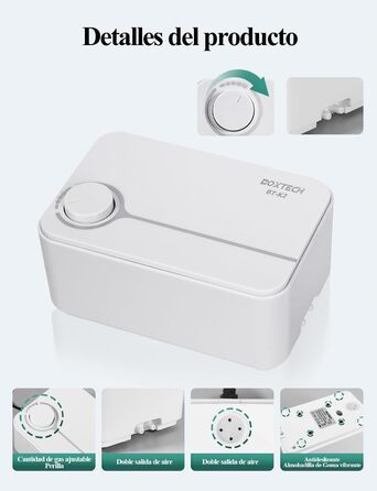 Boxtech акваріумний повітряний насос 5 Вт, регульована мембранна аераційна помпа з 2 виходами для акваріумів, тиха повітряна помпа для риб