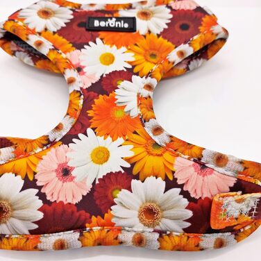 Нашийник для собак маленьких порід Soft, з регулюванням, квітковий принт, червоний, неон, з неопрену, з м'якою підкладкою, розмір S (35-44 см, 41-54 см)