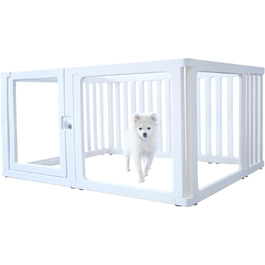 Laufstall для собак та цуценят WOOQOTT: безпечний загін з прозорими панелями, 61 см
