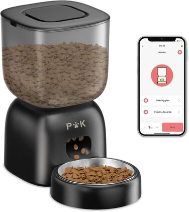 Автоматична годівниця для котів PUPPY KITTY з WiFi, керування через додаток, нержавіюча миска, легке очищення, запис голосу, 1-10 порцій на день