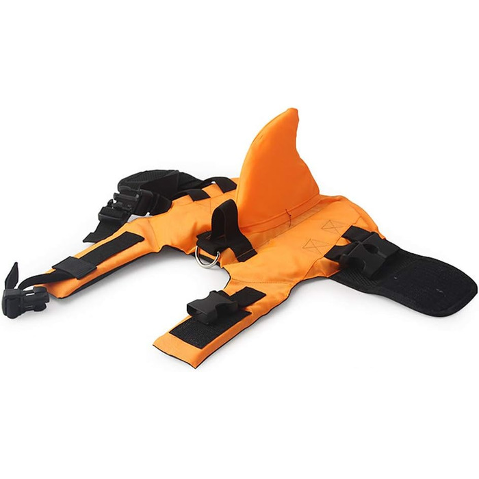 Спасальний жилет для собак з принтом акули, оранжевий, розмір M