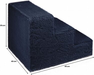 Сходинка для собак Mg Design - 3 сходинки, блакитний колір. Стабільна дерев'яна рама, захищає суглоби, легка та мобільна, для диванів та ліжок, підходить для собак та котів. Розміри: 40 x 45 x 35 см