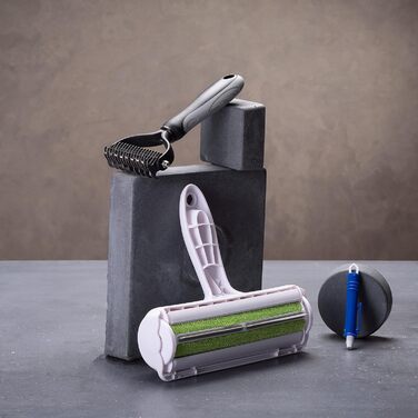 Набір для грумінгу тварин: щітка для собак та котів, XL роликовий збирач ворсу, щипці для видалення кліщів. Підходить для довгої та підшерсткової шерсті. Ефективно видаляє шерсть.