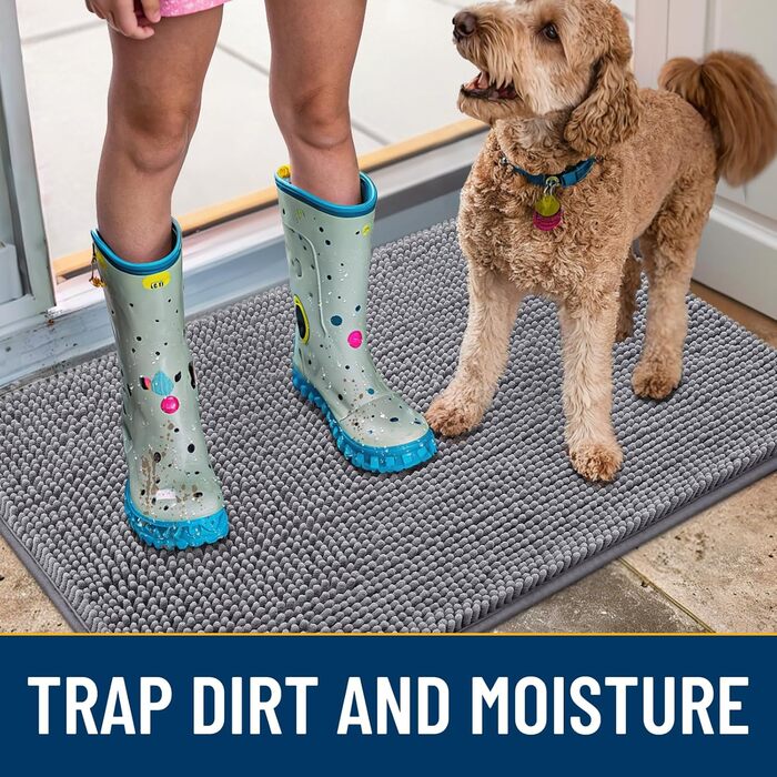 Килимок для собак Smiry, ультрам'який, неслизький, миючий, швидковисихаючий, з джерсею, для великих, середніх та маленьких собак (150 x 81 x 3 см, сірий)