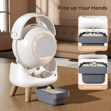 Автоматичний лоток для котів з 4 датчиками, керуванням через APP, для кількох котів, білий, Smart-лоток white-A1