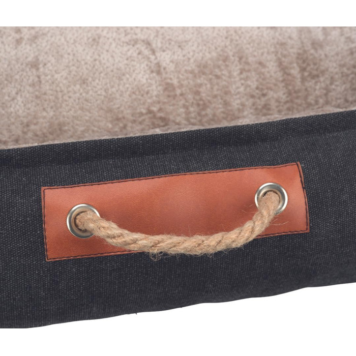 Крісло-лежанка для собак TRIXIE Nordic Föhr, 60x50 см, чорний/пісочний – зручне ліжко для собак великих та малих порід з ручкою для перенесення, м'яке та миється