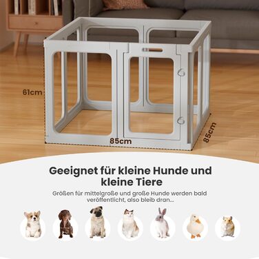 Клітка-вигул для цуценят Gardner Pet Acryl, 60 см, 8 панелей. Підходить для цуценят, кроликів, котів, свиней. Зручна, прозора, з присосками. Білий колір