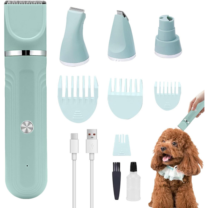 Електричний триммер для собак 4-в-1 | Шерсть, грумінг, догляд за тваринами, для собак, котів, цуценят, зелений