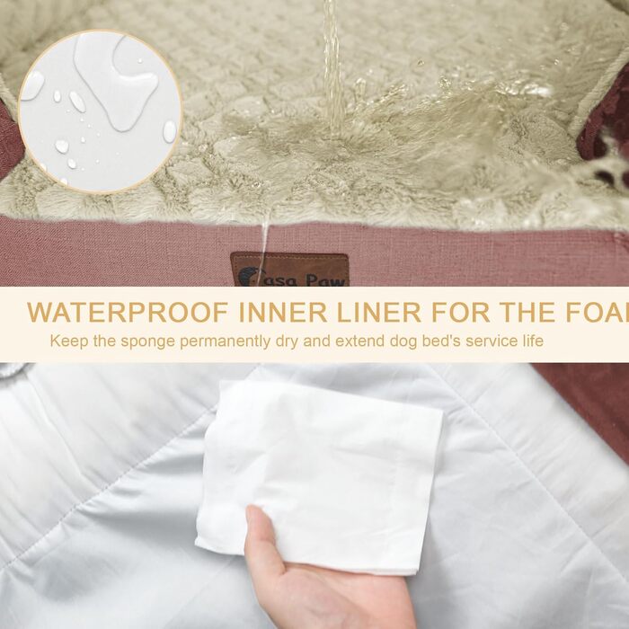 Ортопедичне собаче ліжко XXL, вологостійке, з піною Memory Foam, для великих собак, 134 x 107 см, з неслизьким дном та піною-гофрою, колір темно-зелений (45 x 35 см, рожевий)