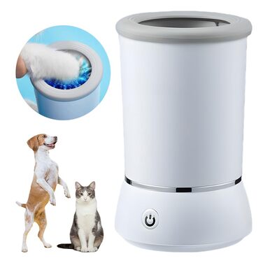 Автоматичний очисник лап для собак, електричний, USB, силіконова щітка, 360°, для собак та котів (білий)