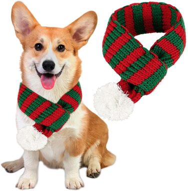 Шарф для кота та собаки на Новий Рік, костюм, червоний, для прикрашання, одяг для домашніх тварин, костюм на Новий Рік, червоно-зелений, середній, розмір M