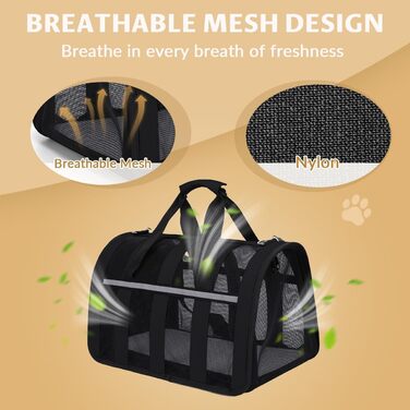Переносна переносна сумка-переноска для кота, чорна (33x25x22 см), з сіткою, складана, для кота та собаки