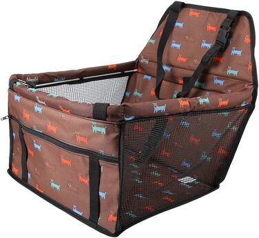 Зручний автокрісло для собак Lyrlody, 3-в-1, з підсумком, дихаючий, з ременями безпеки (колір: коричневий)