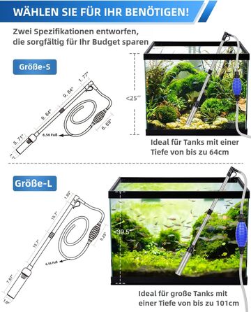 Набір для очищення акваріума Fishkeeper: сифон, фільтр для піску, регульований водний потік, великий розмір