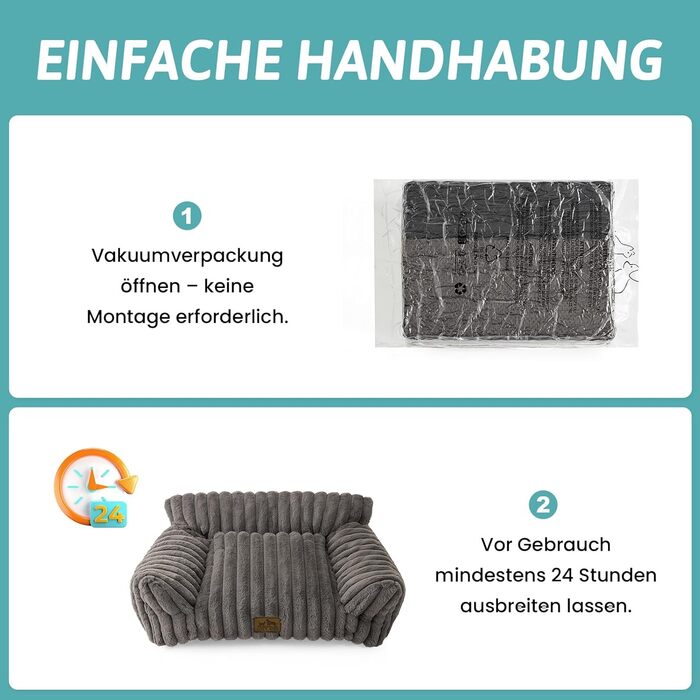 М'яке ліжко для котів COZY KISS, 65x44x30 см (Сірий) - для великих котів та маленьких собак, з антиковзаючою основою