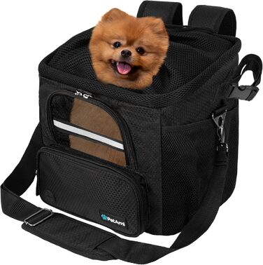 Корзина для собак PetAmi на велосипед, м'яка, з вентиляцією, рюкзак-переноска для собак, підходить для маленьких та середніх собак, кошенят, автокрісло з ременем безпеки (сірий, чорний)