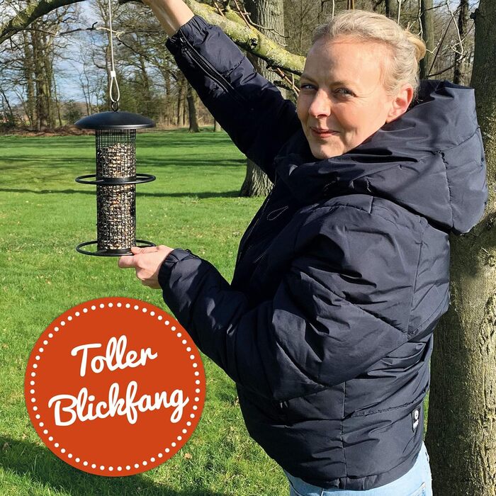 Годівниця для птахів Zooprinz Premium XL з міцними кільцями та захисним дахом – стійка до погодних умов та довговічна – для годівниць Meisenknödel 34716