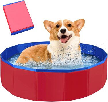 Надувний басейн для собак та котів, 50x8 см (блакитний/червоний)