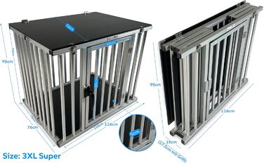 Складаний алюмінієвий бокс для собак Callieway 3XL, переноска, транспортна клітка