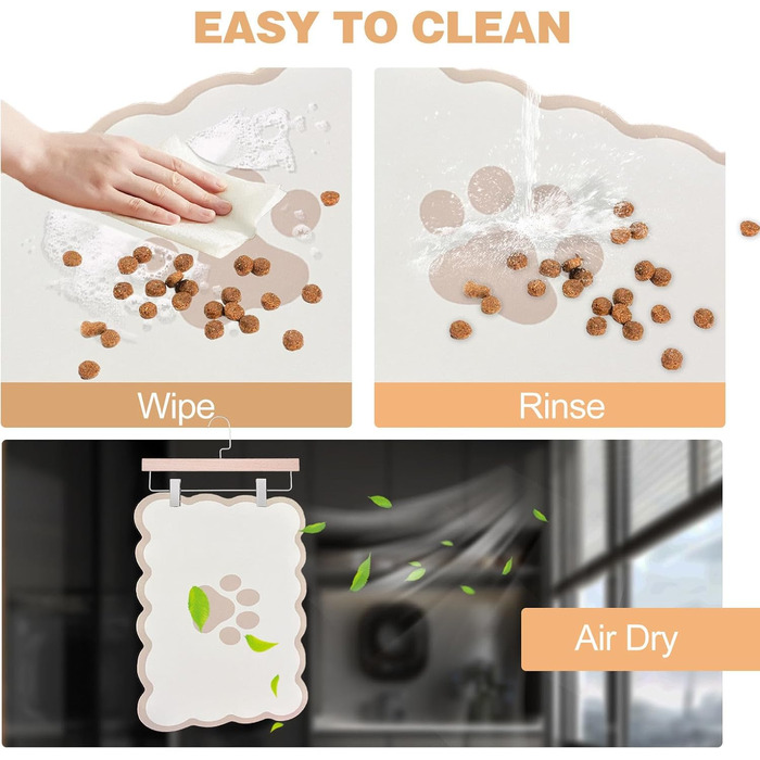 Килимок для годівлі собак та котів, 60 x 40 см, водопоглинаючий, неслизький, великий, для мисок, легко миється, швидко сохне (бежевий)