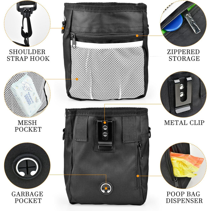 Сумка для ласощів для собак CONLI з портативним мискою та клікером для тренувань, диспенсер для пакетів, аксесуар для дресирування