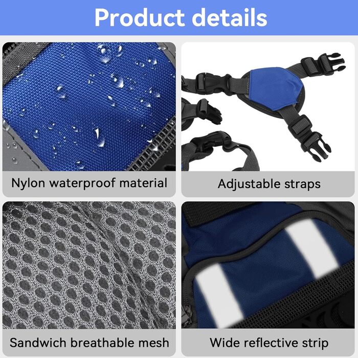 Рюкзак для собак Cyrank: набір посуду, жилет, сумка для спорядження, рюкзак для подорожей з відбиваючими смугами. Підходить для собак середніх розмірів (S)