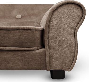 Лежак для собак і котів Mg Design, коричневий велюр, з підлокітниками та спинкою, декоративний диван для дрібних і середніх тварин