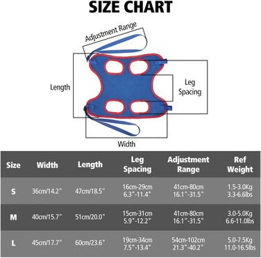 Гамак для грумінгу собак та котів DONGKER, блакитний, з 2 карабінами для маленьких тварин