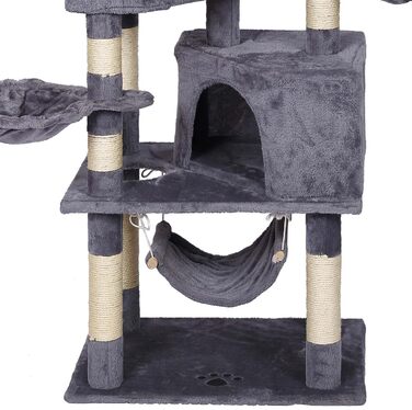 Дряпка для котів Wiltec сірого кольору з мотивом лапок 145 см: дряпка, платформа, будиночок, гамак, кліматичний комплекс для котів